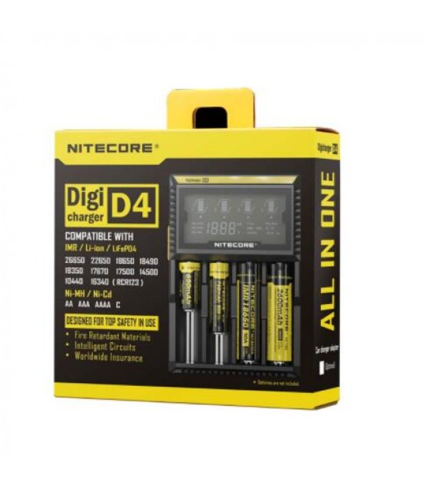 Nitecore D4 4-Slot Digital Battery Charger w/ LCD Display Screen