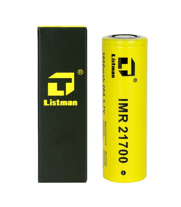 2pcs Listman IMR 21700 3800mAh 40A Flat Top Li-ion Rechargeable Batter