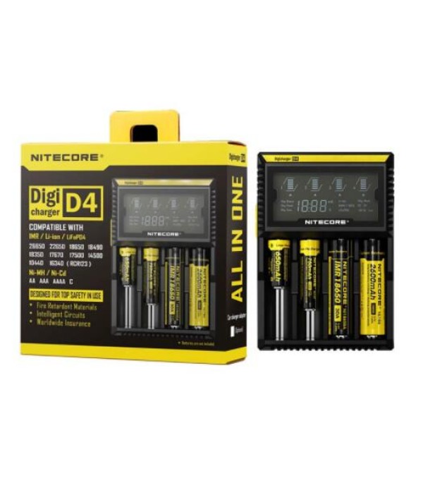 Nitecore D4 4-Slot Digital Battery Charger w/ LCD Display Screen