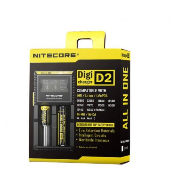 Nitecore D2 2-Slot Digital Battery Charger w/ LCD Display Screen