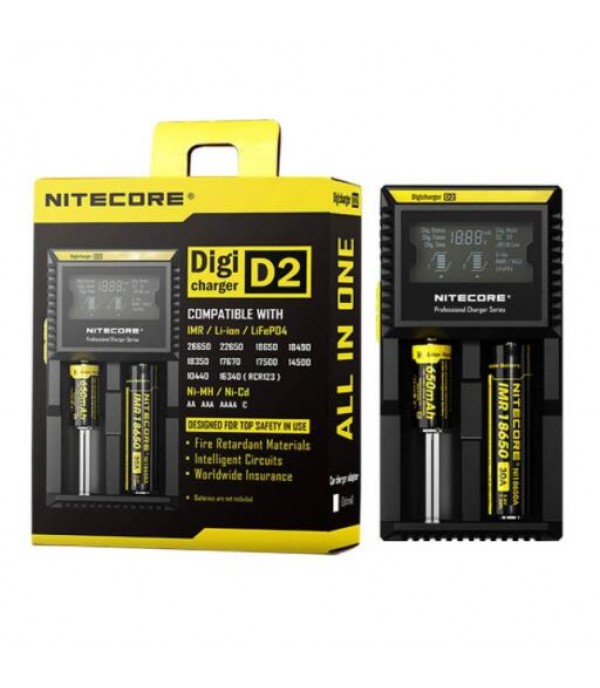 Nitecore D2 2-Slot Digital Battery Charger w/ LCD Display Screen